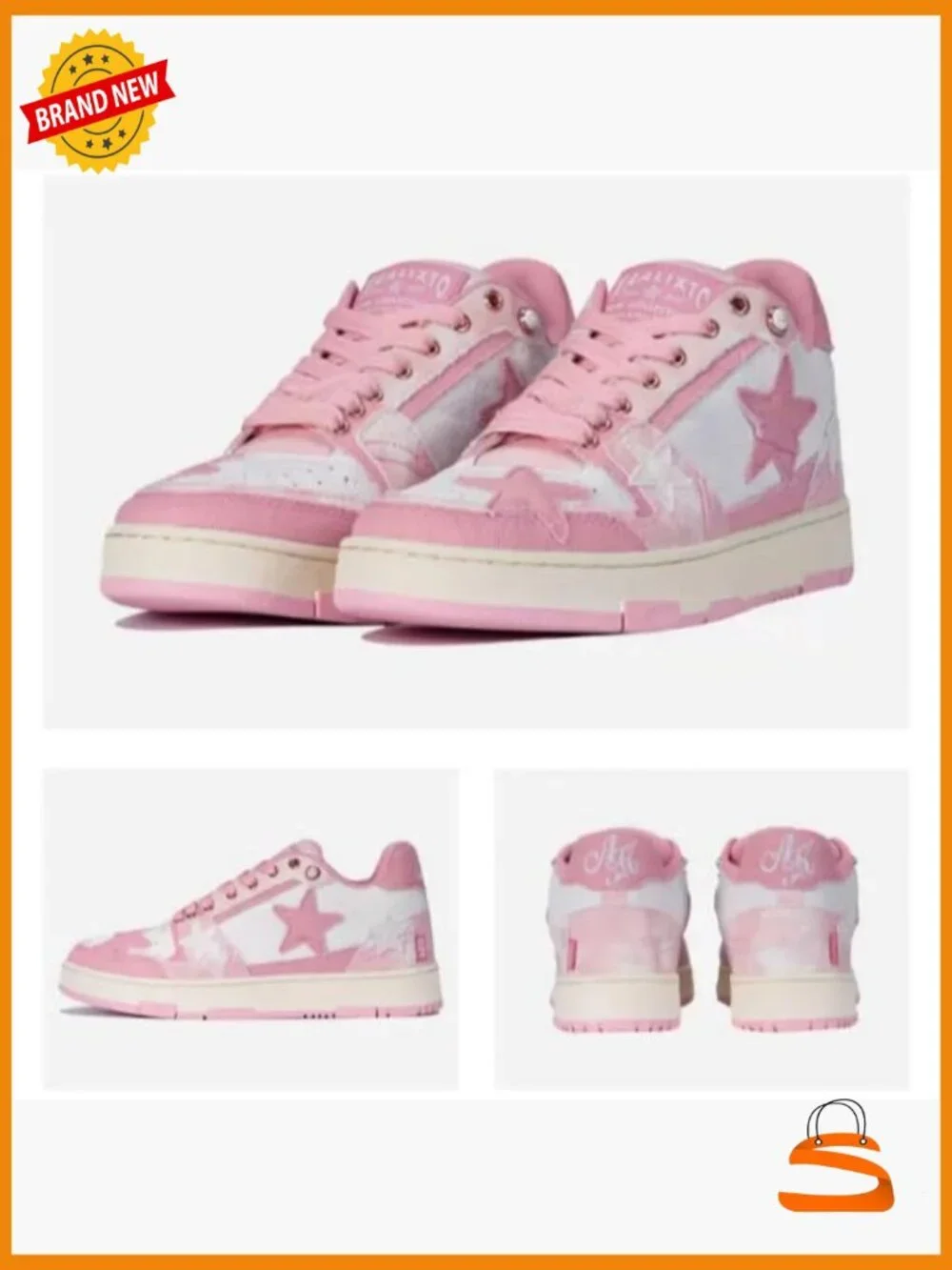 Retro Star Chunky Platform Sneakers Vintage Y2K Skate Shoes Lace-Up Mid Top